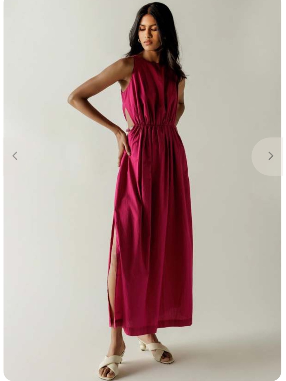 Anthropologie Magenta Sleeveless Maxi Dress with Side Slits